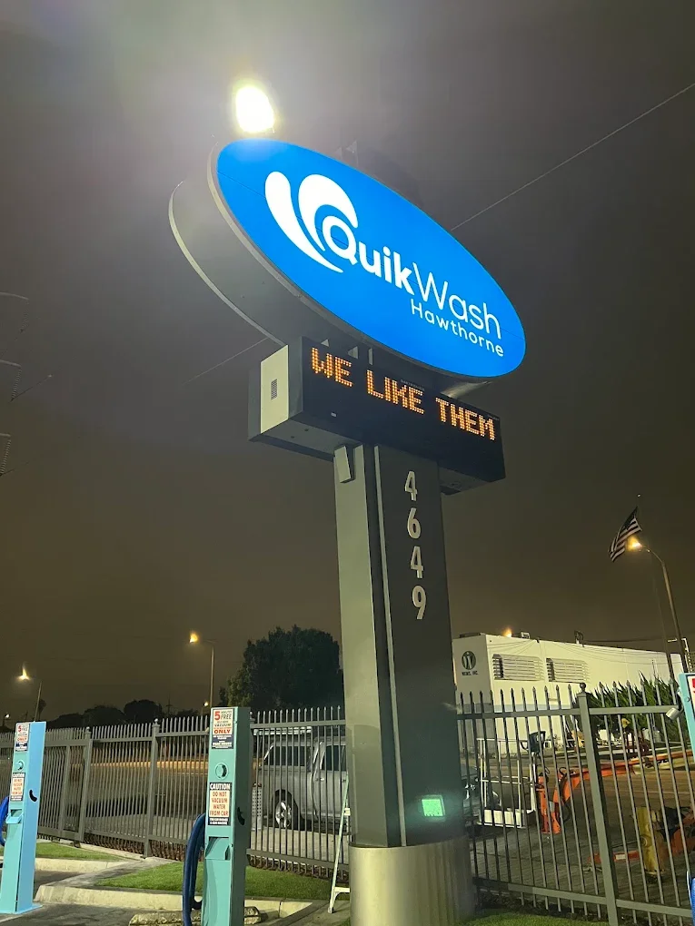 Job site signage, night shot