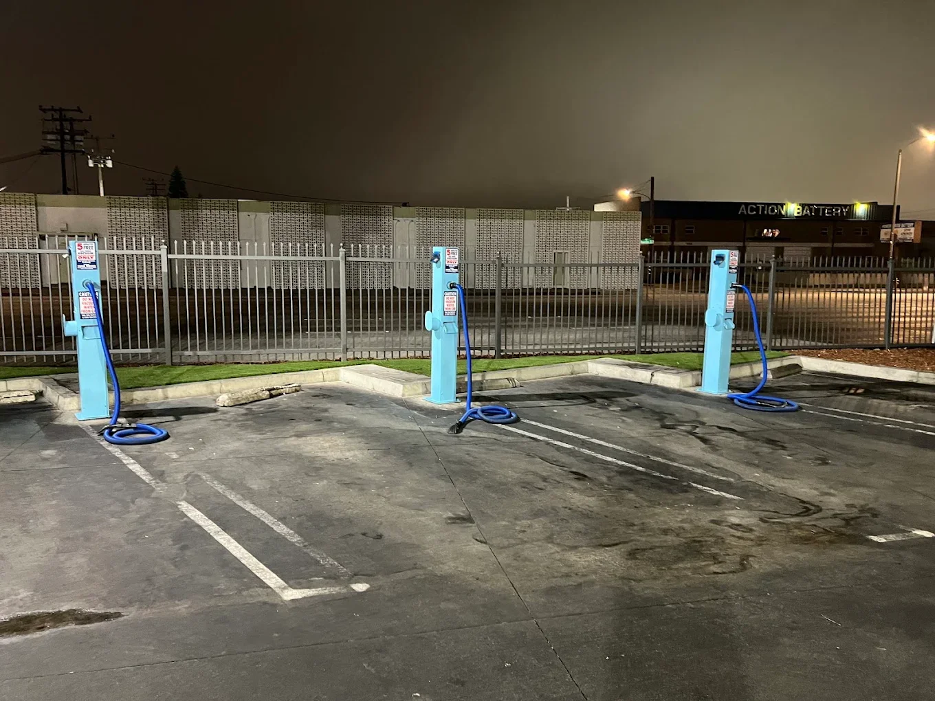 Job site equipment row, night shot